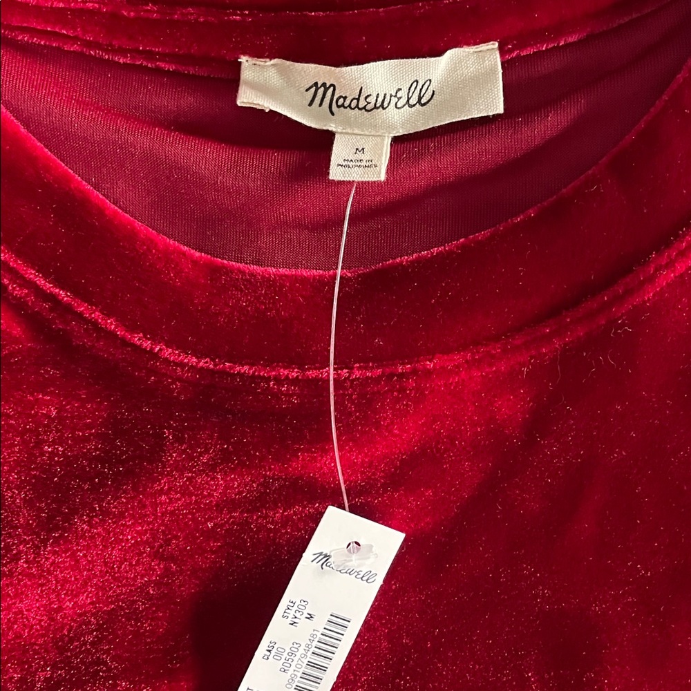 Madewell Velvet Relaxed Tee in Ruby - Picture 4 of 6